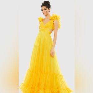 Mac Duggal Vibrant Yellow Backless Dress